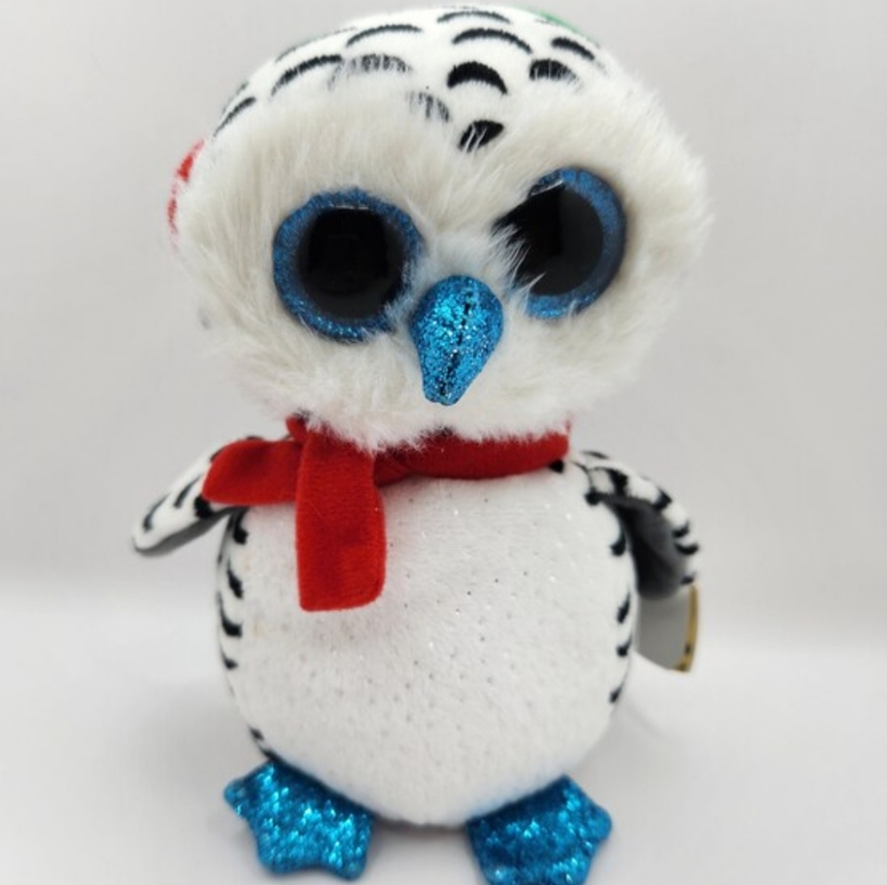 Ty Beanie Boo Nester The Owl Christmas Plush 6inch StuffedAnimal Earmuffs Winter
